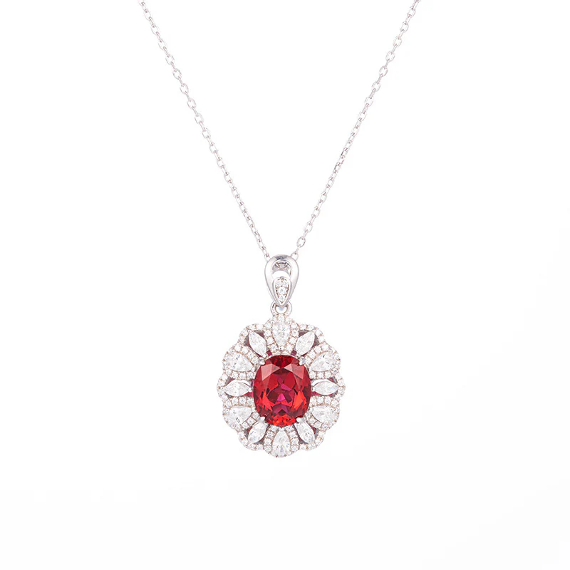 PIGEON BLOOD LAB GROWN RUBY RING/EARRINGS/PENDANT IN STERLING SILVER - Image 3