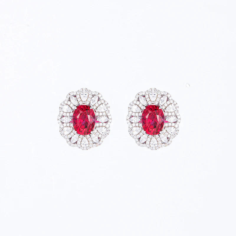 PIGEON BLOOD LAB GROWN RUBY RING/EARRINGS/PENDANT IN STERLING SILVER - Image 4