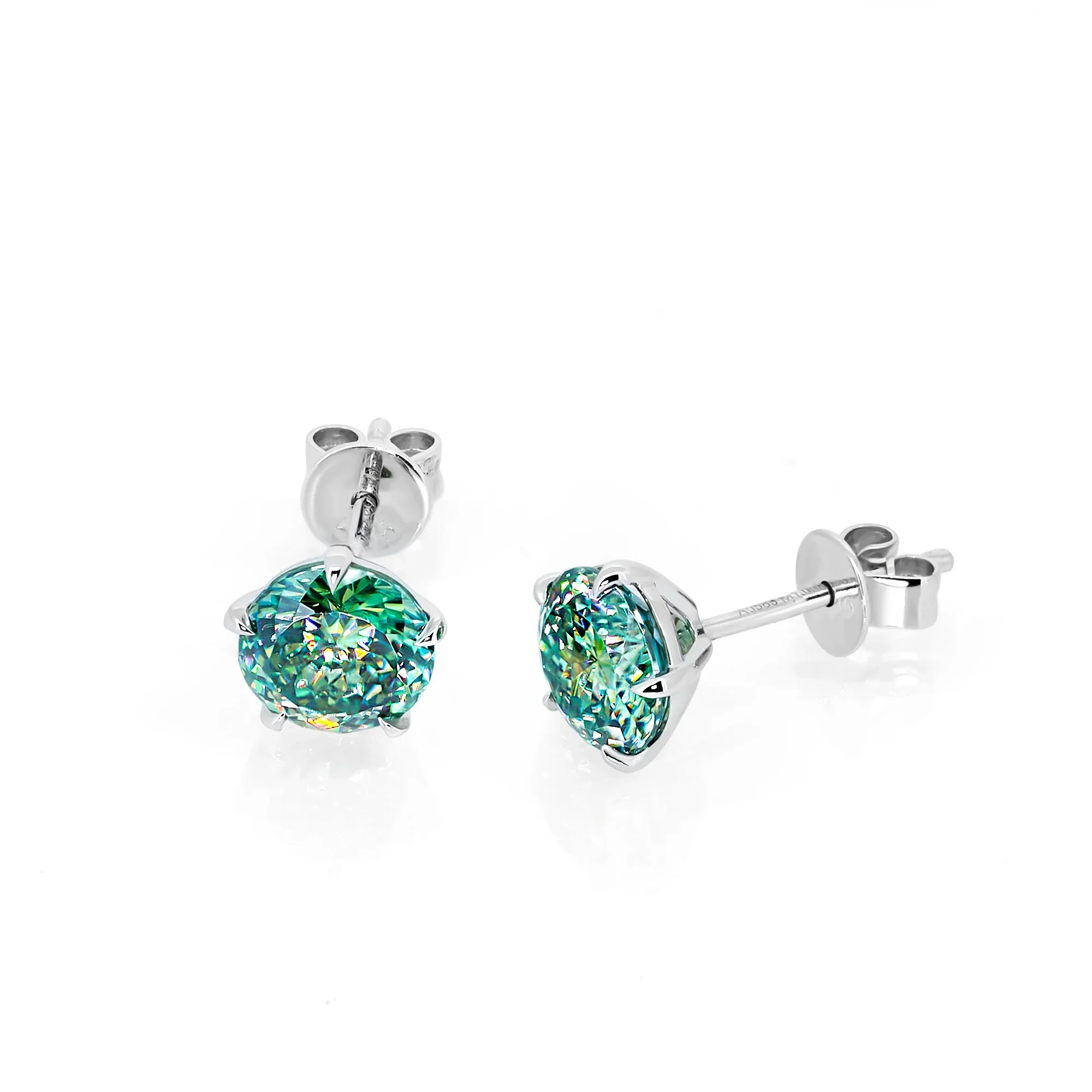 PORTUGUESE CUT MOISSANITE OCEAN GLOW STUDS EARRING IN SOLID GOLD - Image 4