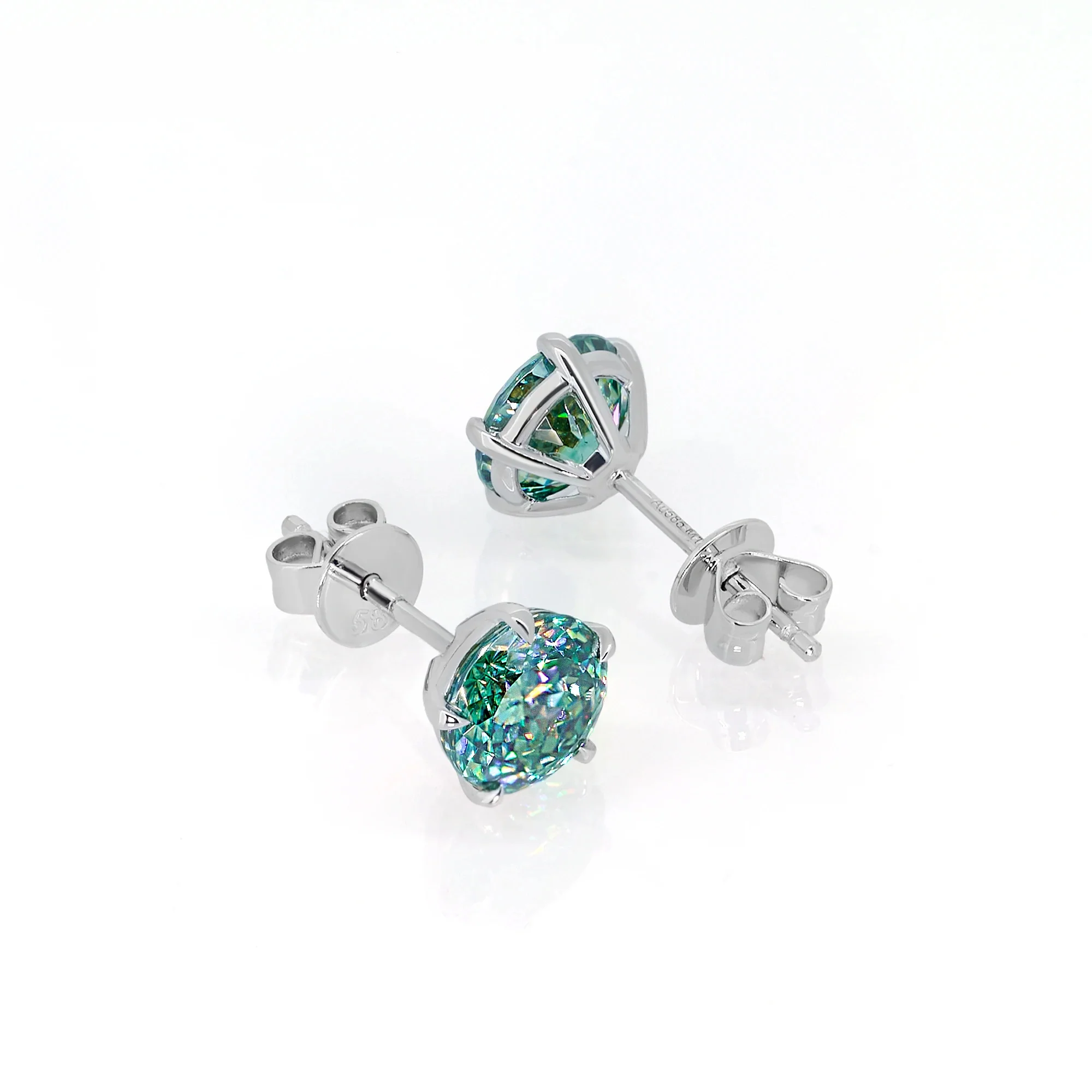 PORTUGUESE CUT MOISSANITE OCEAN GLOW STUDS EARRING IN SOLID GOLD - Image 5