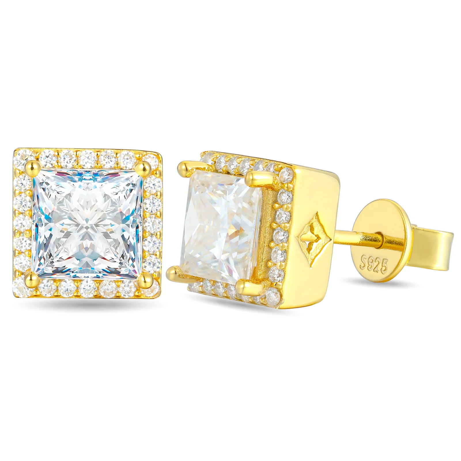 PRINCESS CUT MOISSANITE DIAMOND GEOMETRIC EARRINGS IN STERLING - Image 6