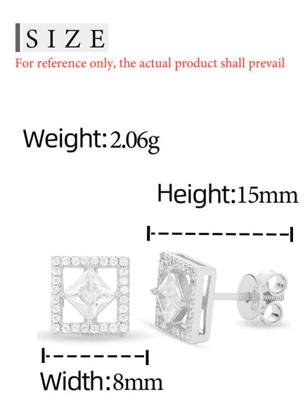 PRINCESS CUT SQUARE SHAPED MOISSANITE EARRINGS IN STERLING SILVER - Image 6