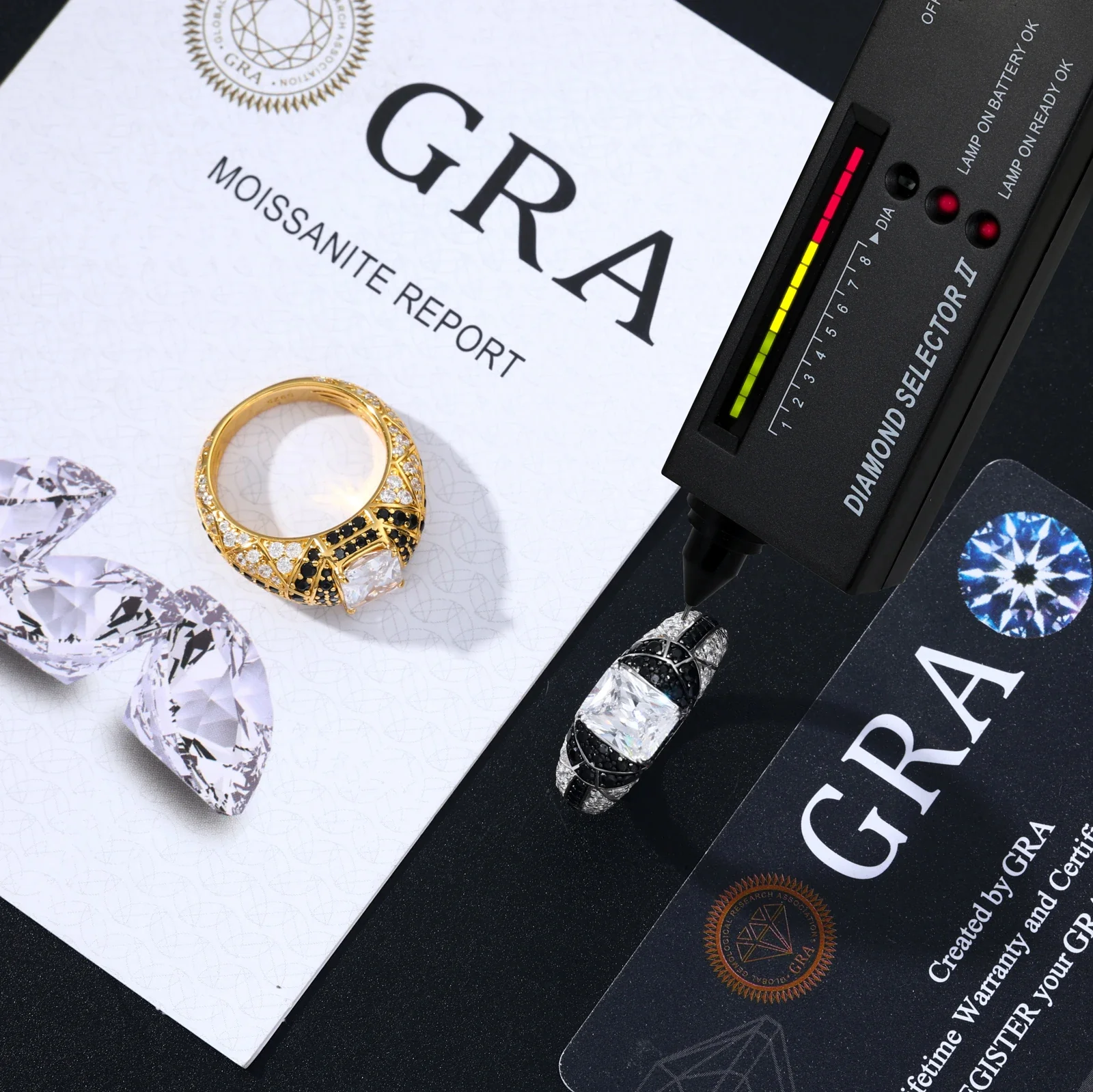 RADIANT CUT BLACK MOISSANITE PAVE RING IN STERLING SILVER - Image 5