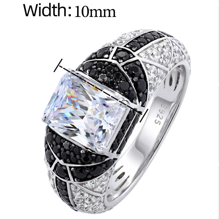 RADIANT CUT BLACK MOISSANITE PAVE RING IN STERLING SILVER - Image 6