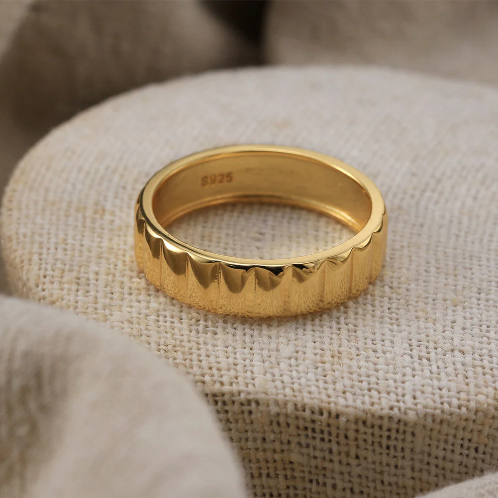 RIBBED TWISTED SIGNET BAND RING IN STERLING SILVER - Image 4