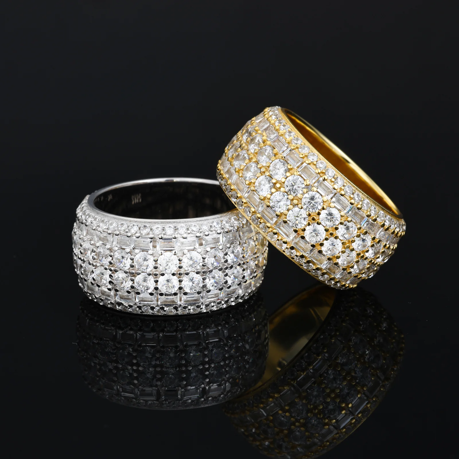 ROUND BRILLIANT CUT MOISSANITE 6 ROWS RING IN STERLING SILVER - Image 4