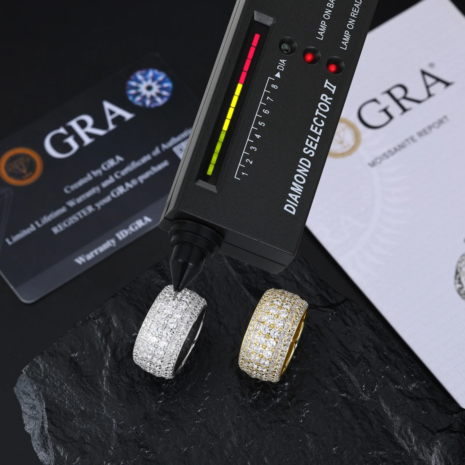 ROUND BRILLIANT CUT MOISSANITE 6 ROWS RING IN STERLING SILVER - Image 5