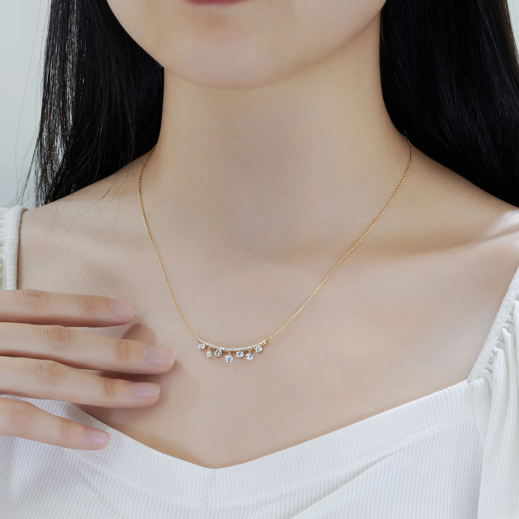 ROUND CUT LAB DIAMOND ELEGANT DROP NECKLACE IN STERLING SILVER - Image 2