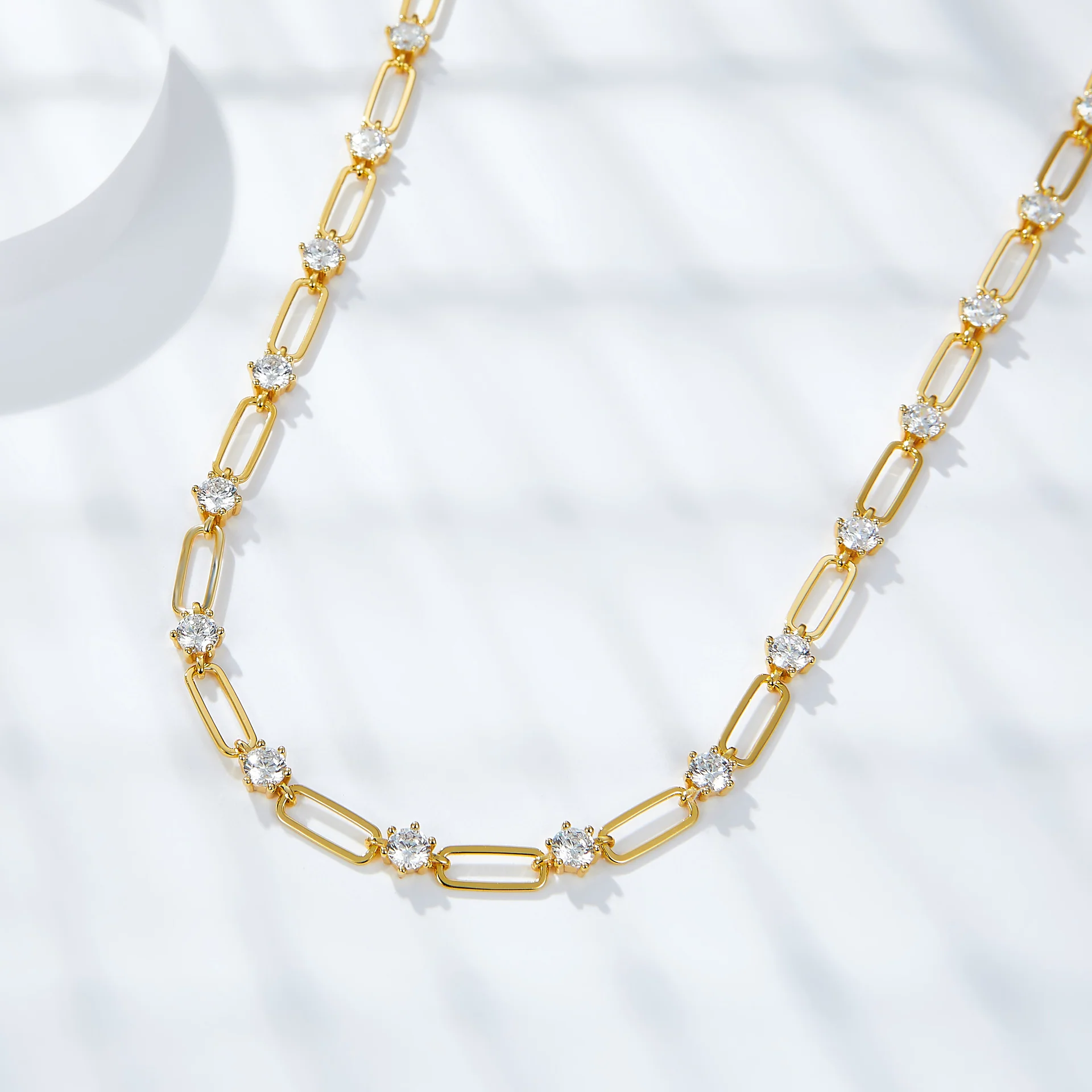 ROUND MOISSANITE CHAIN NECKLACE/BRACELET IN STERLING SILVER - Image 5