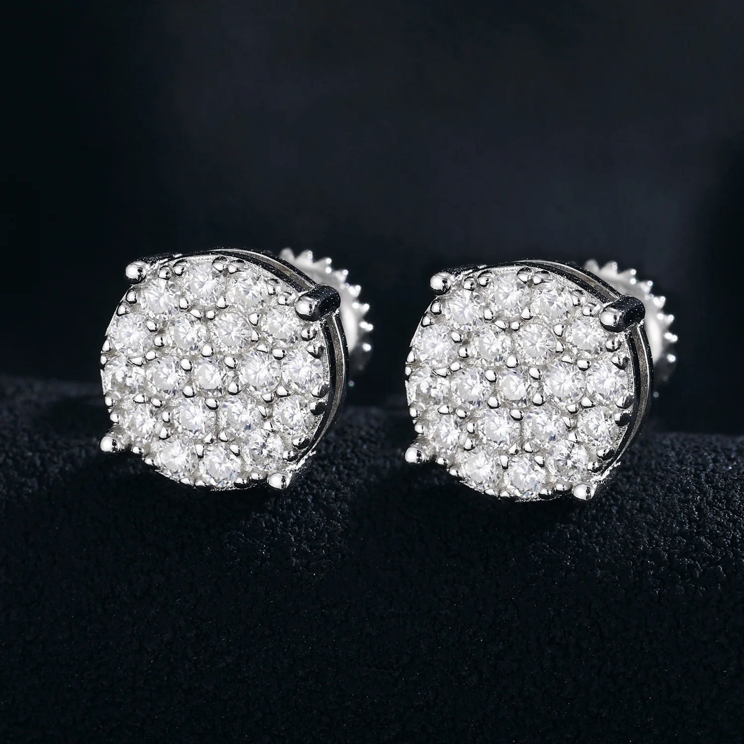 ROUND MOISSANITE DIAMOND STUD EARRINGS IN STERLING SILVER - Image 3