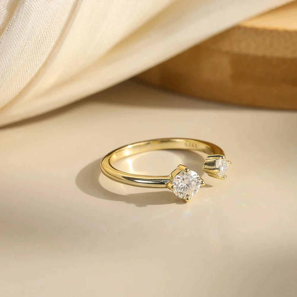ROUND MOISSANITE OPEN STACKABLE RING IN STERLING SILVER - Image 2