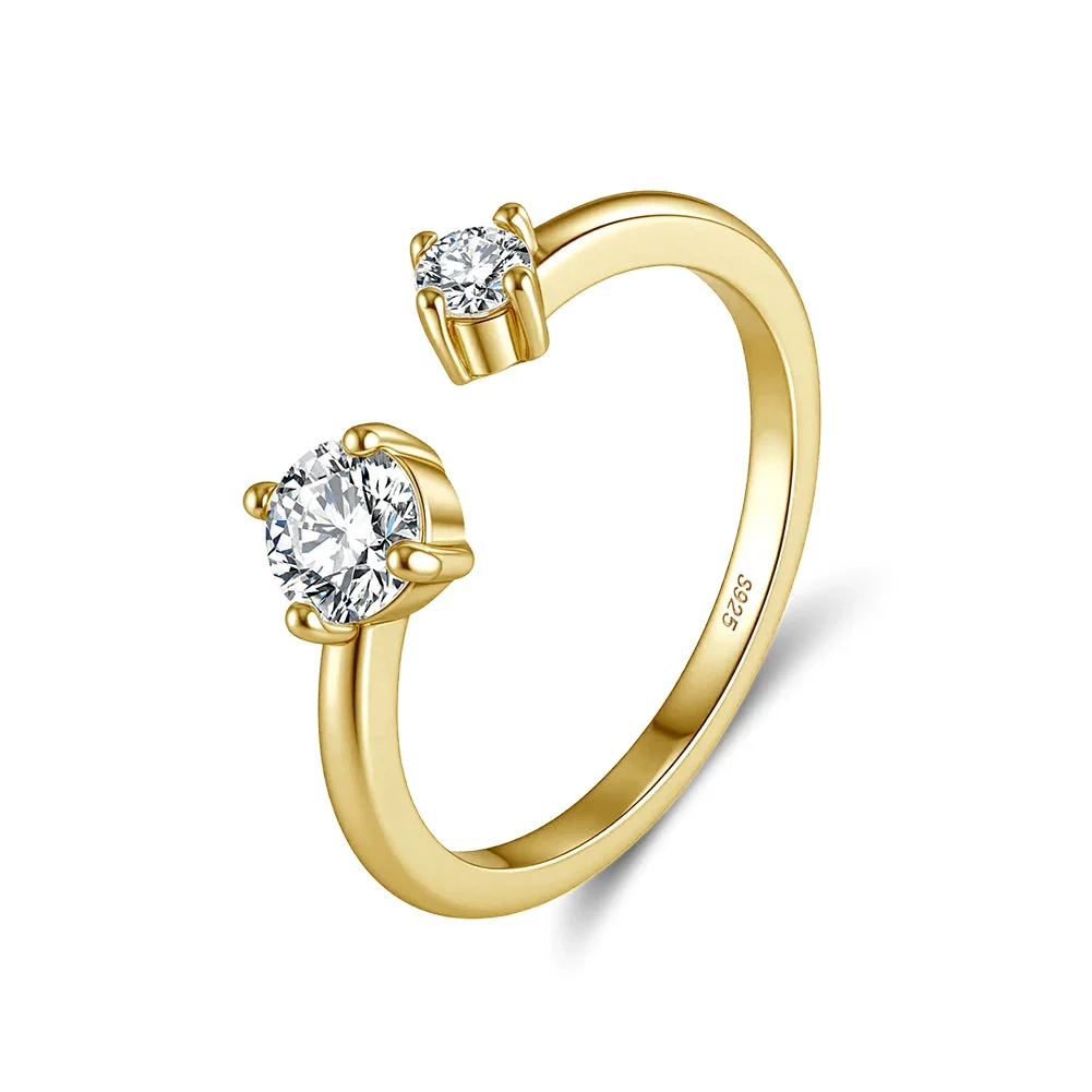 ROUND MOISSANITE OPEN STACKABLE RING IN STERLING SILVER - Image 5
