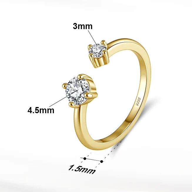 ROUND MOISSANITE OPEN STACKABLE RING IN STERLING SILVER - Image 6