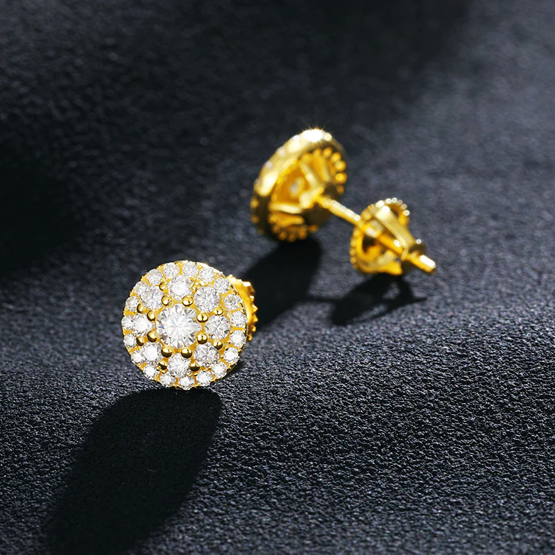 ROUND MOISSANITE SCREW BACK STUD EARRINGS IN STERLING SILVER - Image 2
