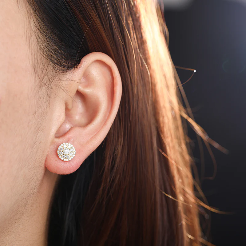 ROUND MOISSANITE SCREW BACK STUD EARRINGS IN STERLING SILVER - Image 3