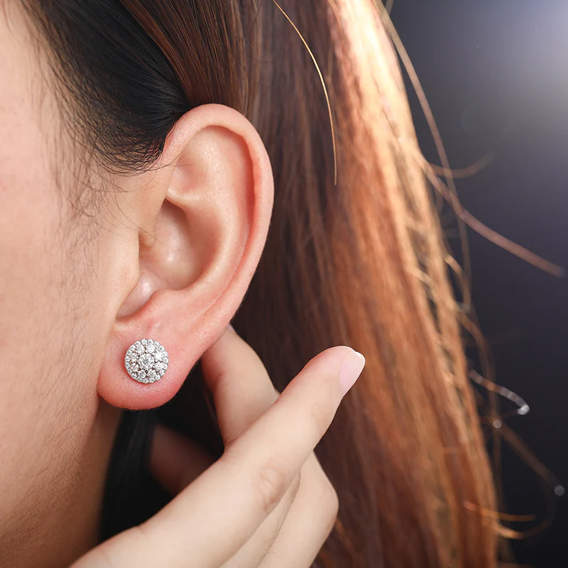 ROUND MOISSANITE SCREW BACK STUD EARRINGS IN STERLING SILVER - Image 4