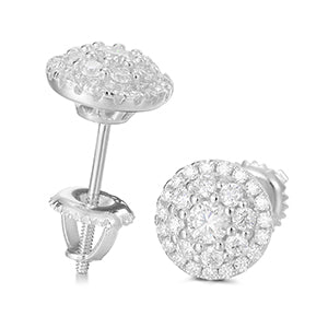 ROUND MOISSANITE SCREW BACK STUD EARRINGS IN STERLING SILVER - Image 5