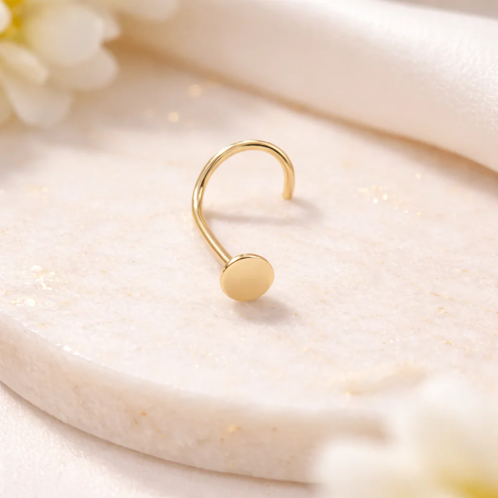 SCREW NOSE STUD IN SOLID GOLD - Image 2