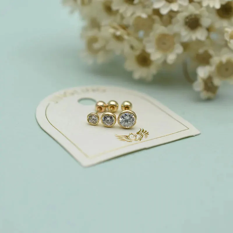 SOLITAIRE STUD EARRINGS IN SOLID GOLD - Image 2
