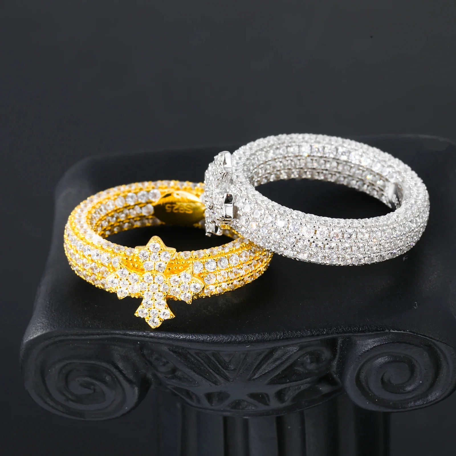 SOVEREIGN CROSS PAVÉ MOISSANITE ETERNITY RING IN STERLING SILVER - Image 3