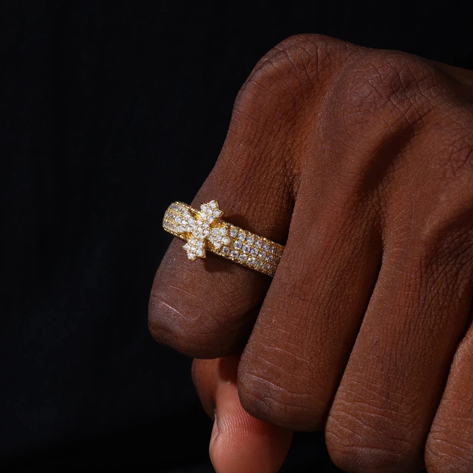SOVEREIGN CROSS PAVÉ MOISSANITE ETERNITY RING IN STERLING SILVER - Image 5
