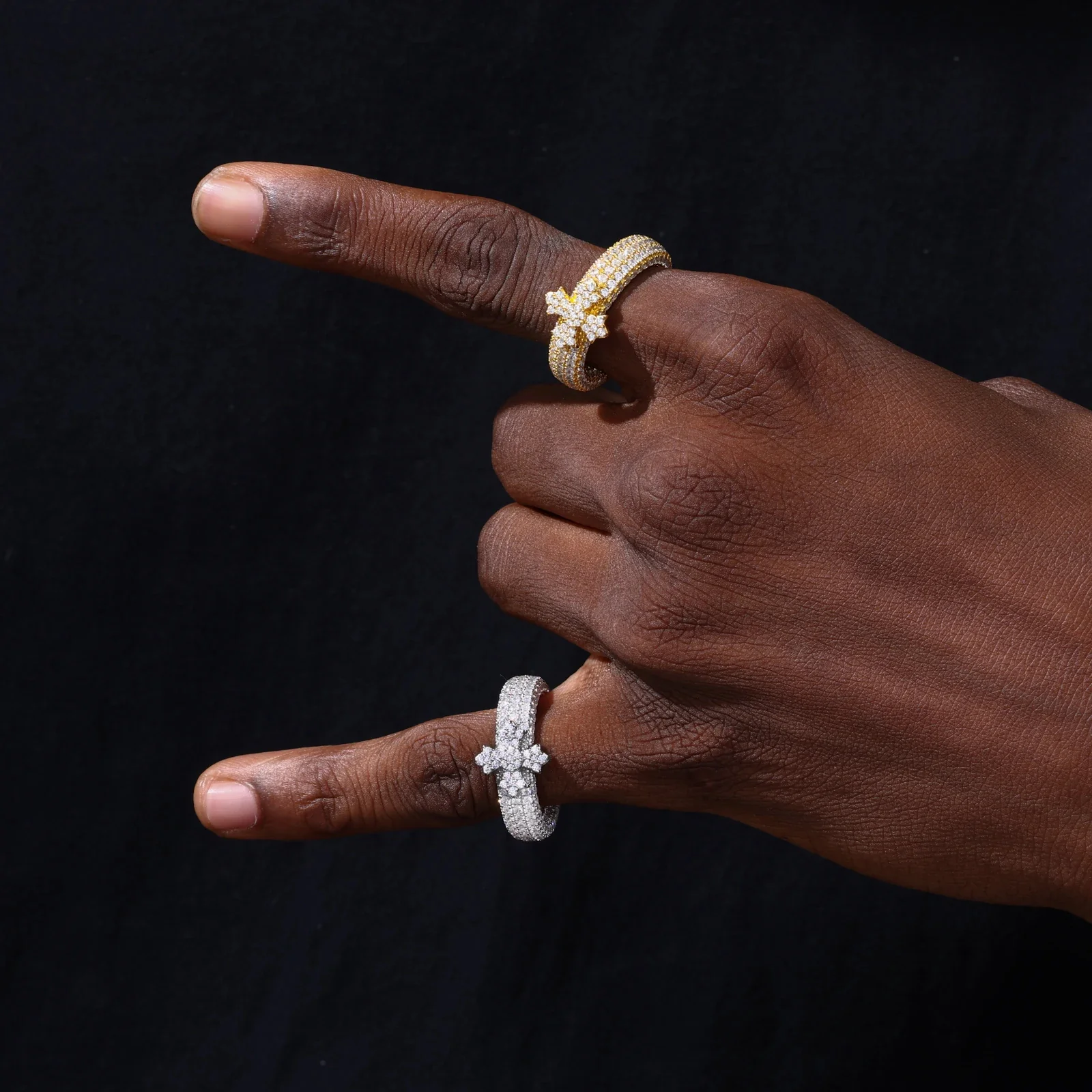 SOVEREIGN CROSS PAVÉ MOISSANITE ETERNITY RING IN STERLING SILVER - Image 6