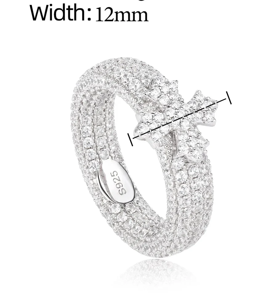 SOVEREIGN CROSS PAVÉ MOISSANITE ETERNITY RING IN STERLING SILVER - Image 7