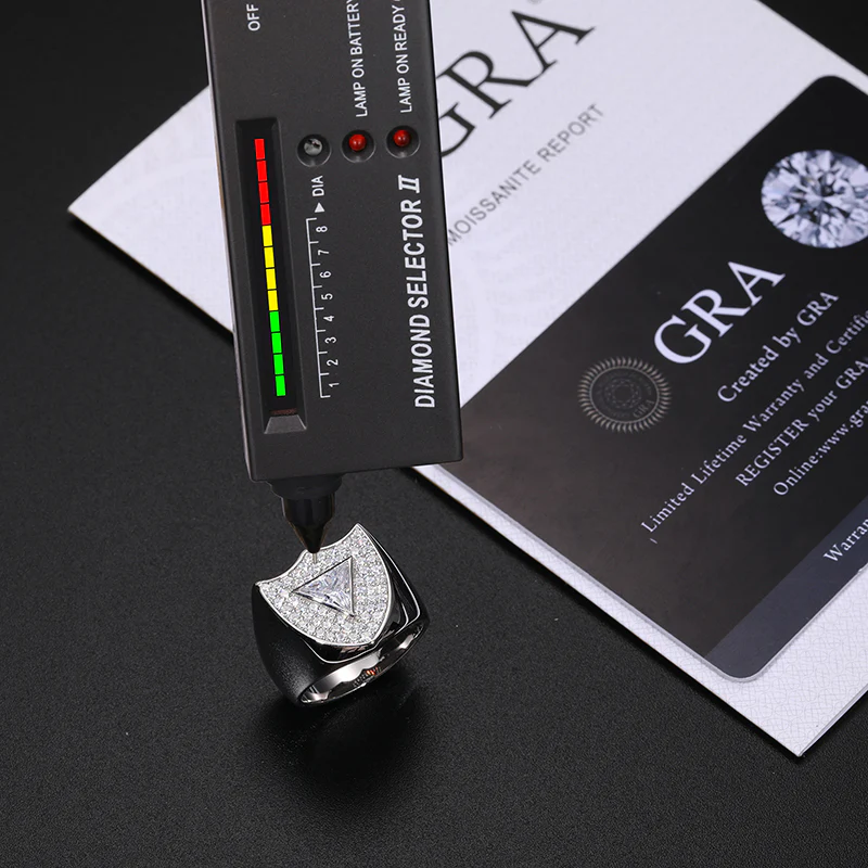 TRIANGLE SHAPE MOISSANITE GUARD SHIELD SIGNET RING IN STERLING SILVER - Image 5