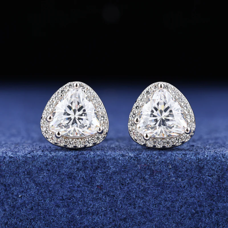 TRILLION CUT MOISSANITE STUD EARRINGS IN STERLING SILVER - Image 2