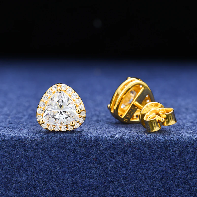 TRILLION CUT MOISSANITE STUD EARRINGS IN STERLING SILVER - Image 3