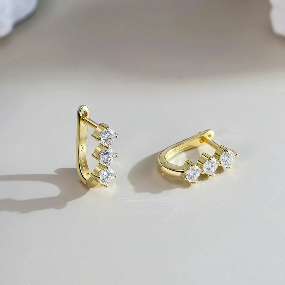 TRIO MOISSANITE HUGGIE HOOPS IN STERLING SILVER - Image 5