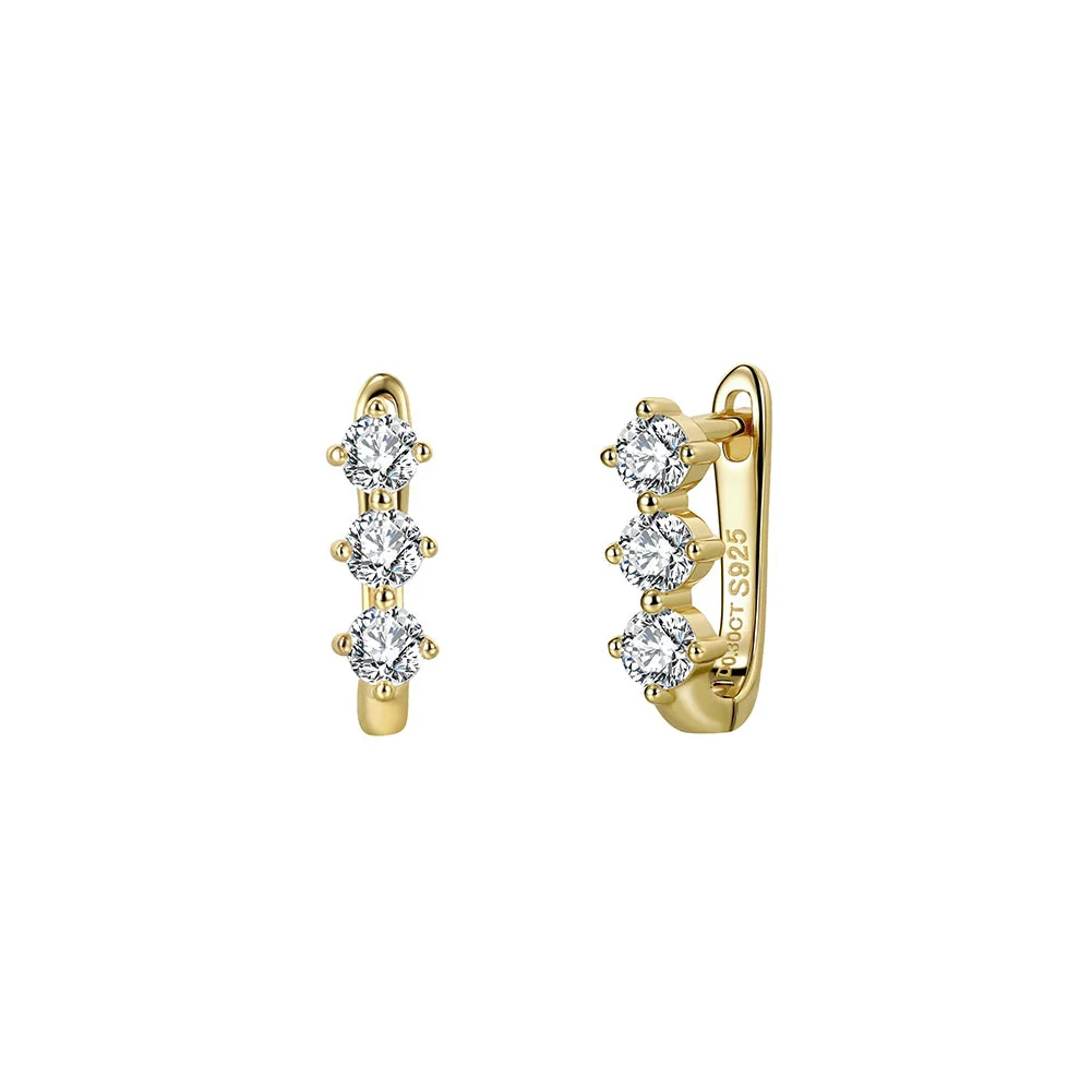 TRIO MOISSANITE HUGGIE HOOPS IN STERLING SILVER - Image 6