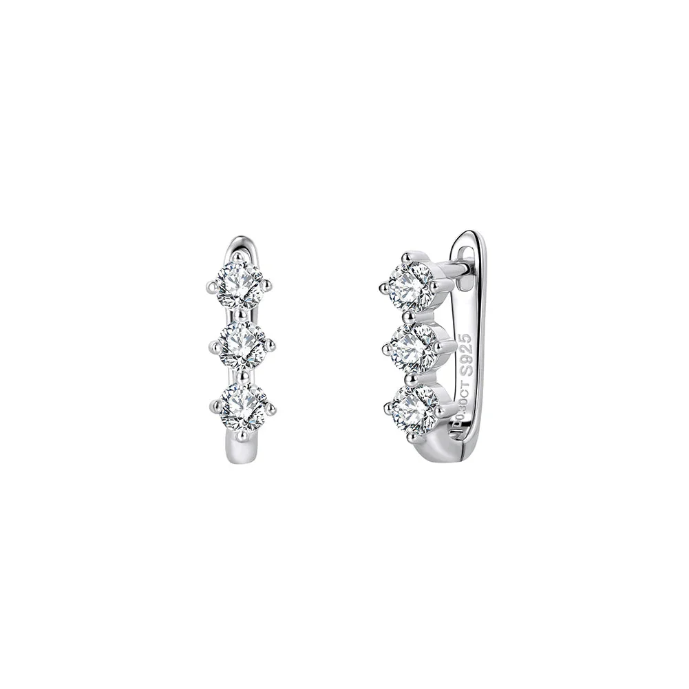 TRIO MOISSANITE HUGGIE HOOPS IN STERLING SILVER - Image 7