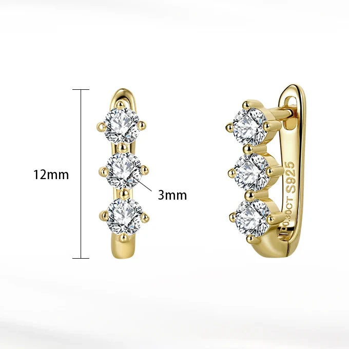 TRIO MOISSANITE HUGGIE HOOPS IN STERLING SILVER - Image 8