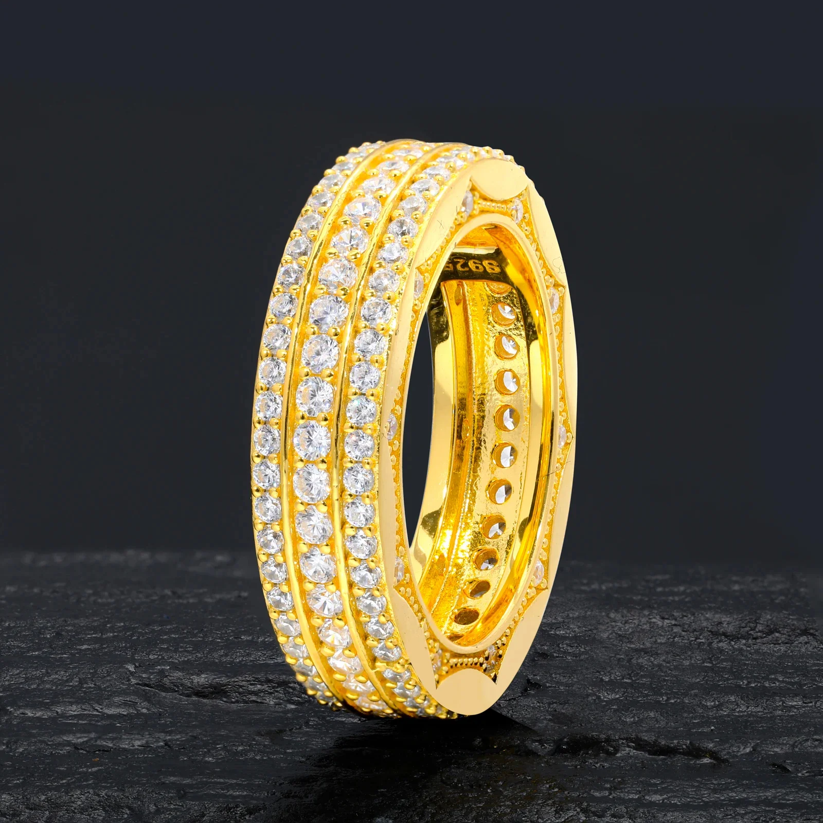 TRIPLE ROW MOISSANITE ETERNITY RING IN STERLING SILVER - Image 4