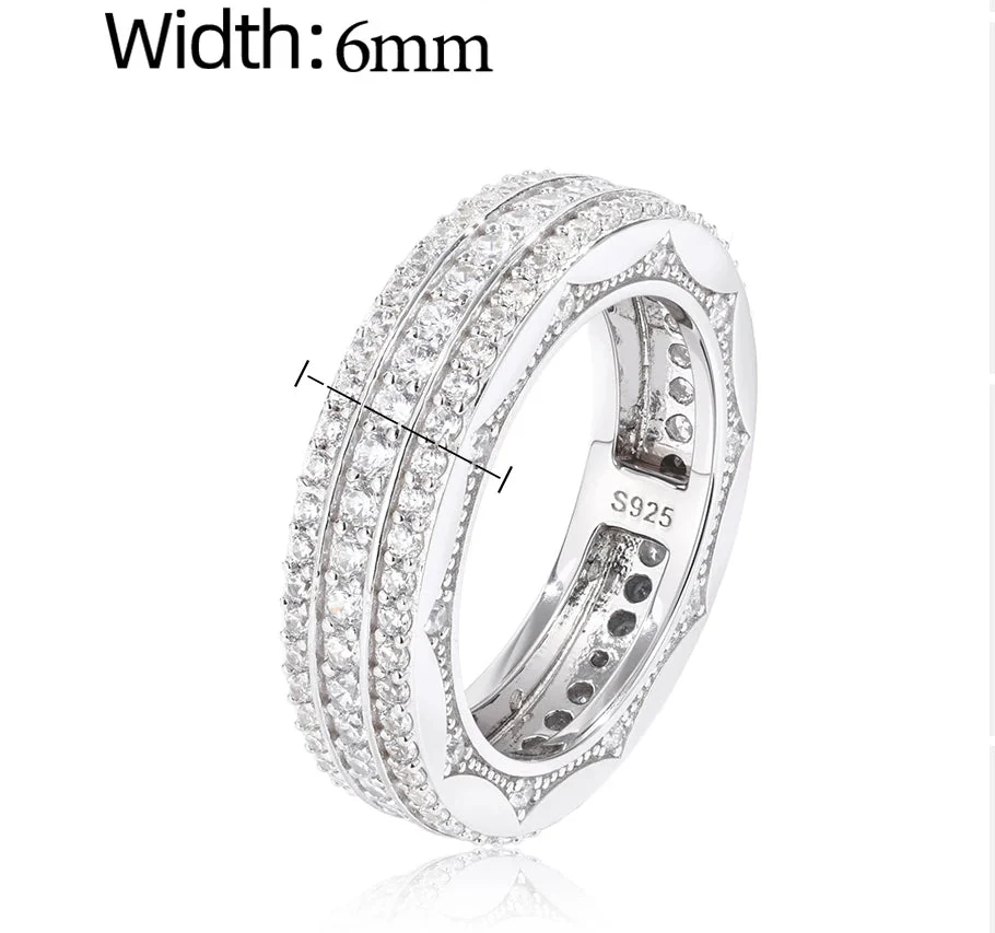 TRIPLE ROW MOISSANITE ETERNITY RING IN STERLING SILVER - Image 7