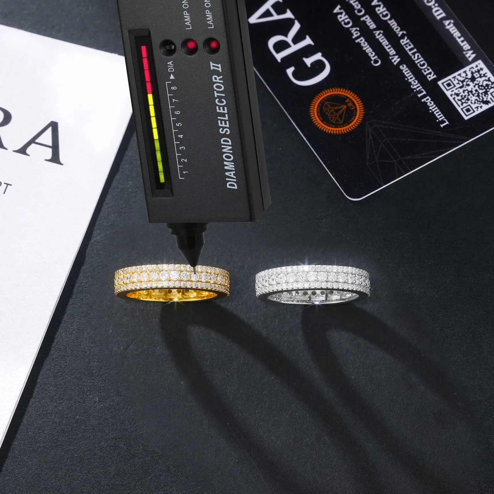 TRIPLE ROW PAVÉ MOISSANITE ETERNITY BAND IN STERLING SILVER - Image 4