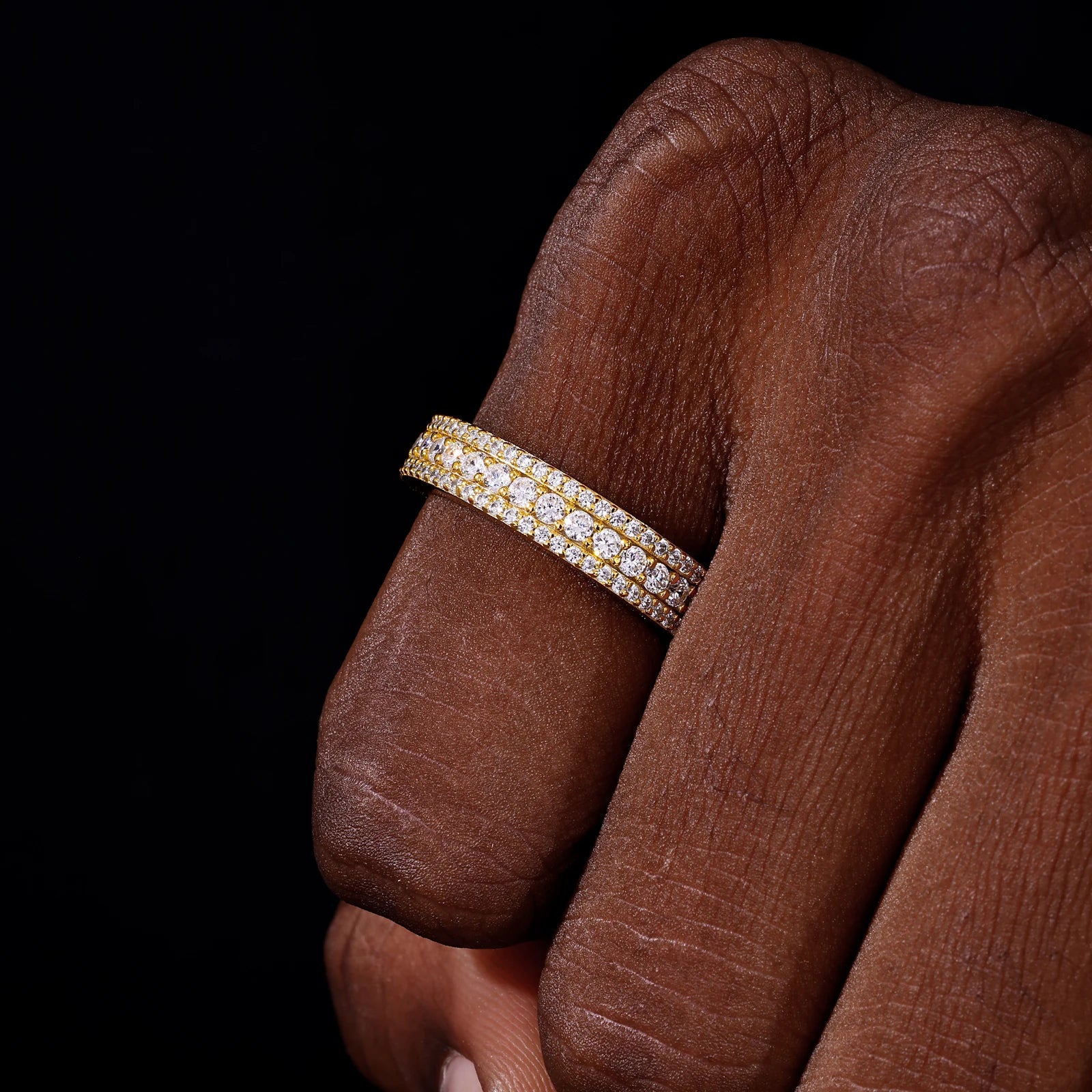 TRIPLE ROW PAVÉ MOISSANITE ETERNITY BAND IN STERLING SILVER - Image 6