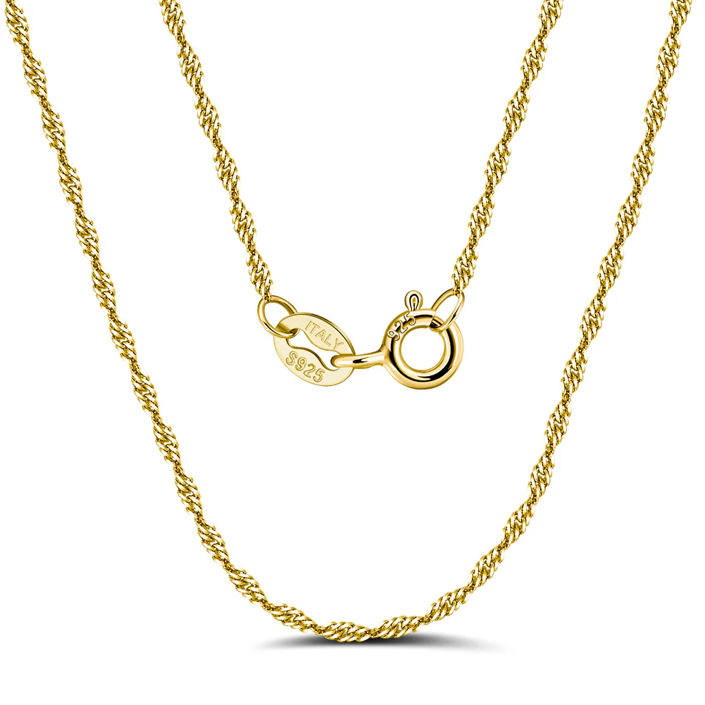 TWISTED CURB SINGAPORE ROPE CHAIN IN STERLING SILVER - Image 4