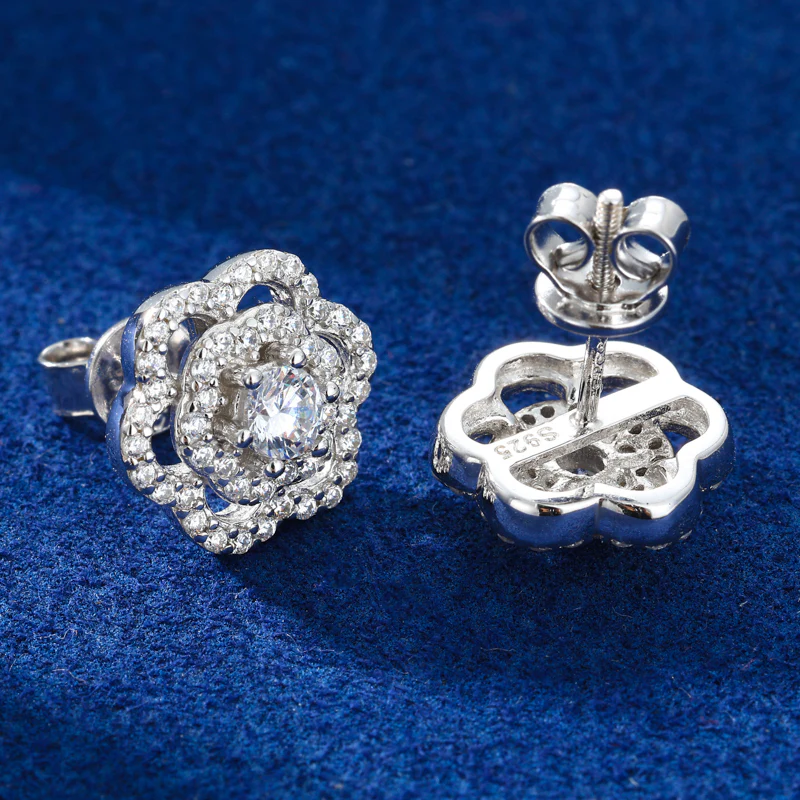 TWISTED ROSE MOISSANITE STUD EARRING IN STERLING SILVER - Image 2