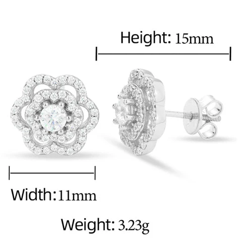 TWISTED ROSE MOISSANITE STUD EARRING IN STERLING SILVER - Image 6