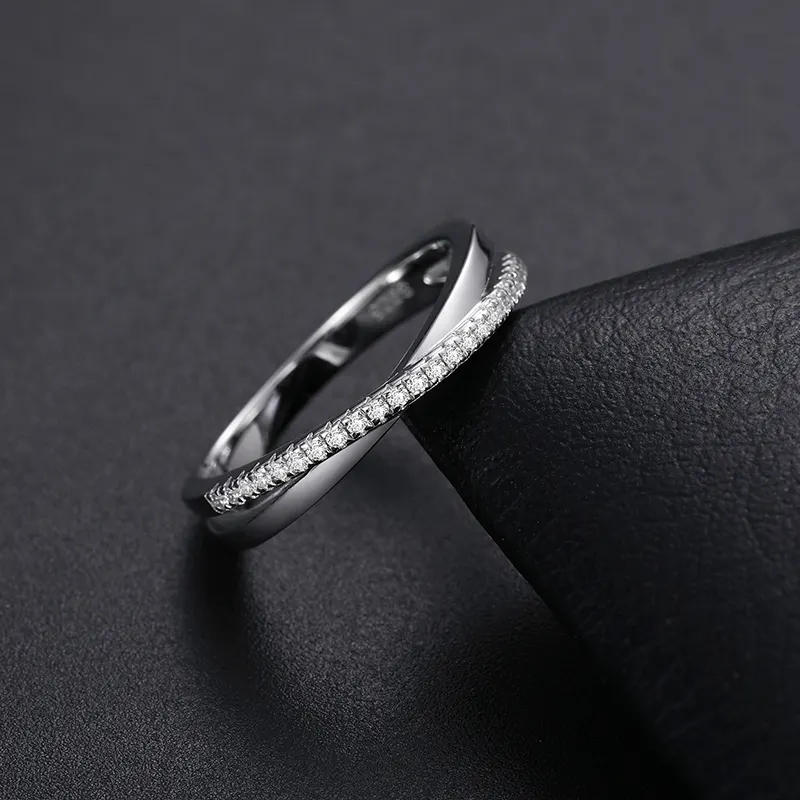 TWO BAND MOISSANITE DIAMOND RING FOR WOMEN IN STERLING SILVER - Image 3