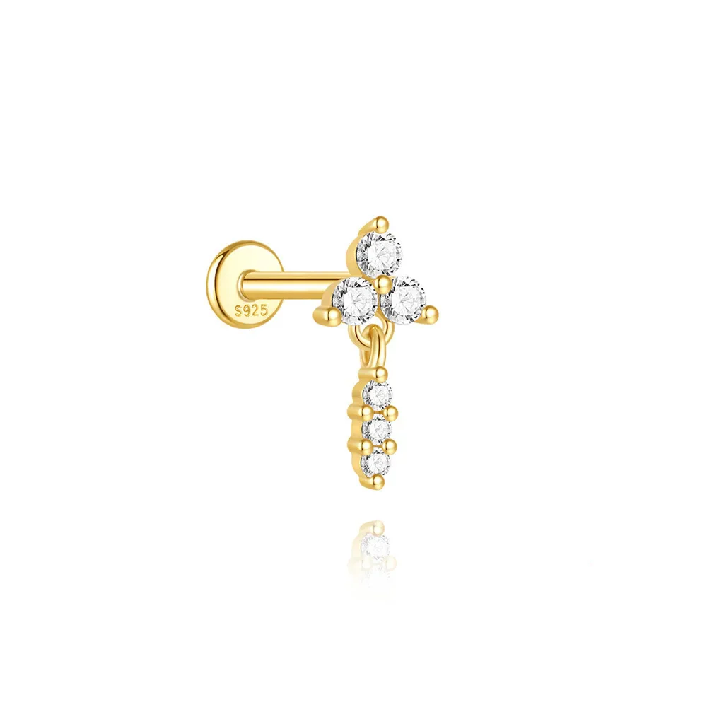 VINTAGE STUD CARTILAGE EAR PIERCING IN STERLING SILVER - Image 12