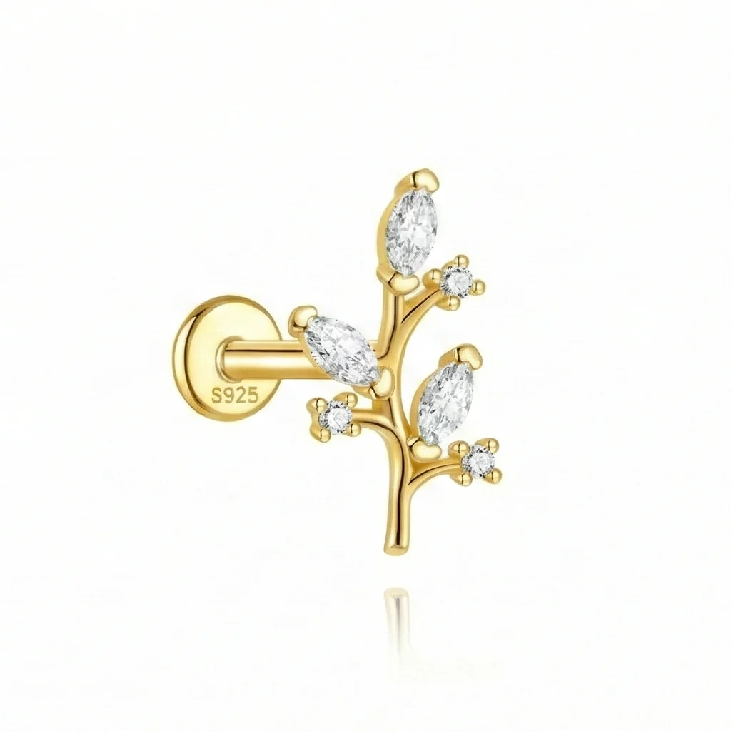 VINTAGE STUD CARTILAGE EAR PIERCING IN STERLING SILVER - Image 13