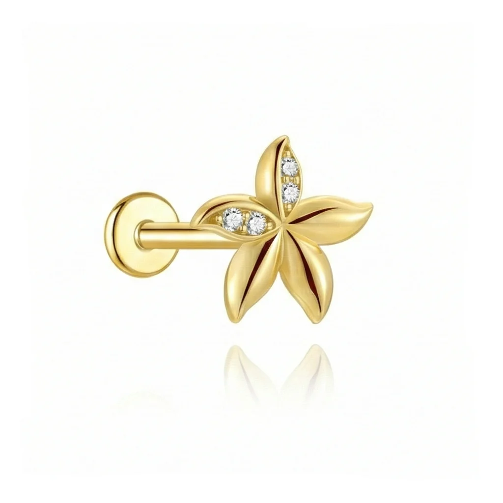 VINTAGE STUD CARTILAGE EAR PIERCING IN STERLING SILVER - Image 8