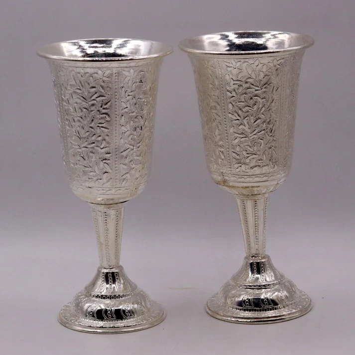 VINTAGE VICTORIAN LEAF CHALICE SET OF 6 IN STERLING SILVER - Image 3