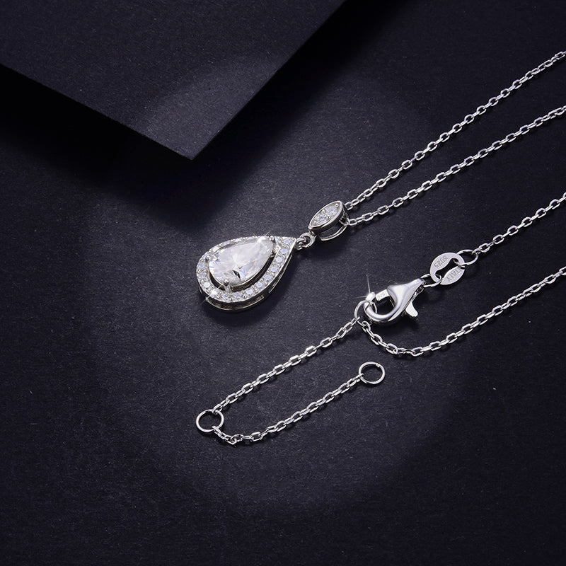 WATER-DROP MOISSANITE PENDANT IN STERLING SILVER - Image 2