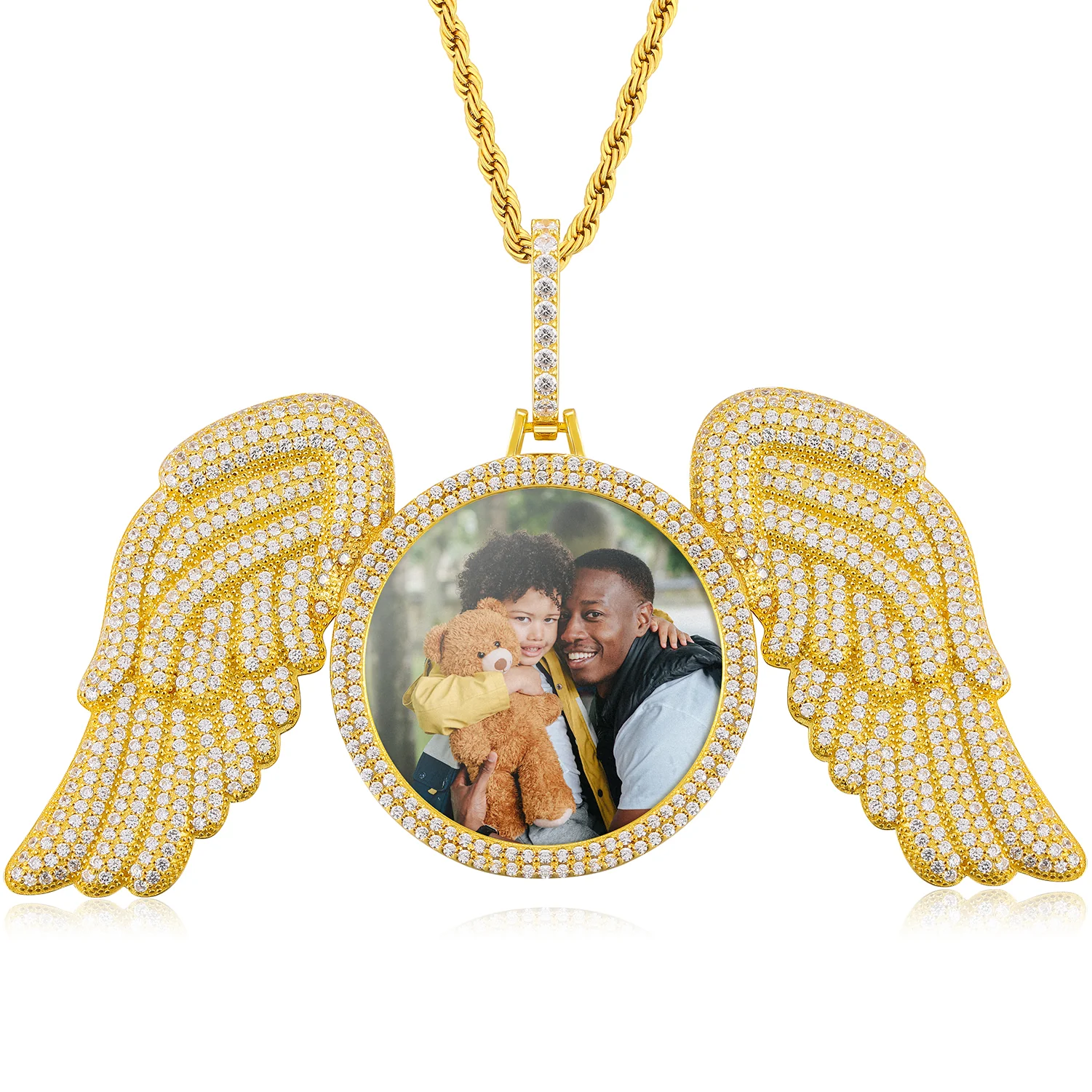 WINGS MOISSANITE PHOTO PENDANT IN STERLING SILVER - Image 3