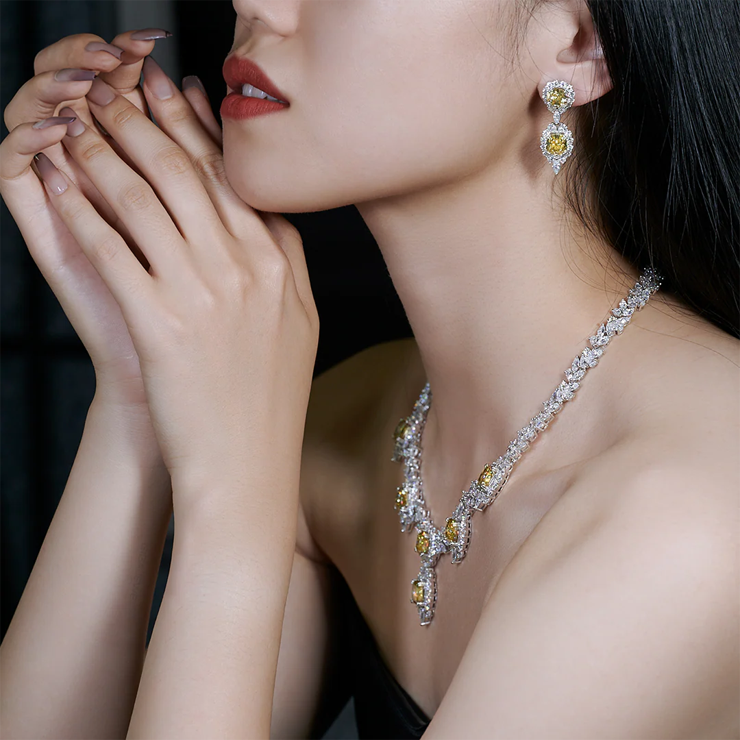 YELLOW CUSHION CUT MOISSANITE NECKLACE IN STERLING SILVER - Image 5