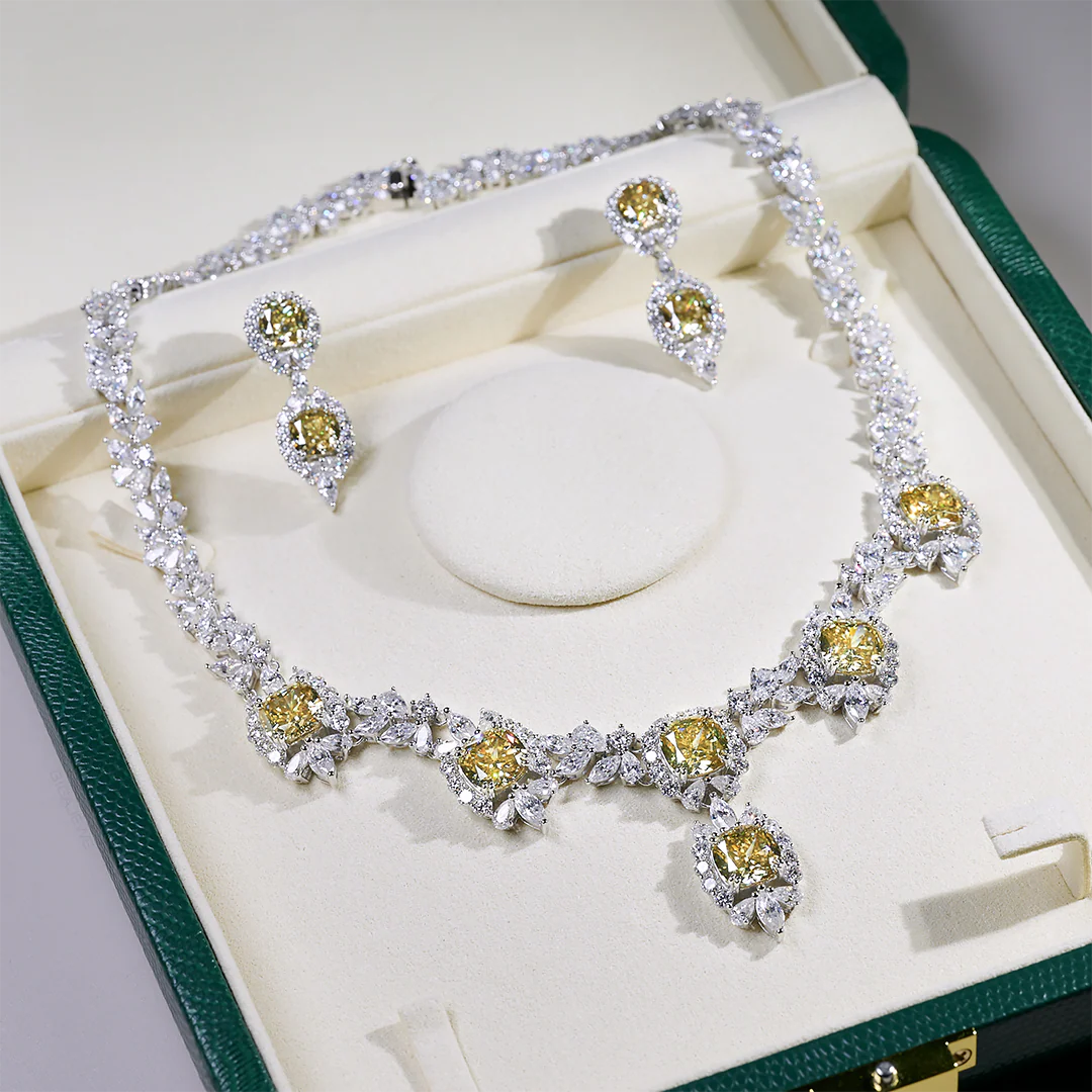 YELLOW CUSHION CUT MOISSANITE NECKLACE IN STERLING SILVER - Image 6